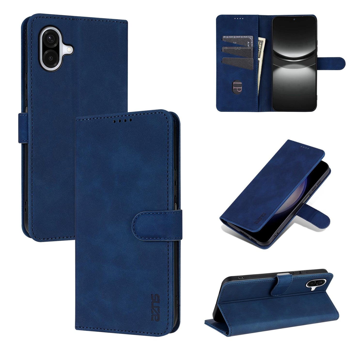 For Galaxy A08 5G / A07 5G AZNS Skin Feel Calf Texture Flip Leather Phone Case(Blue)