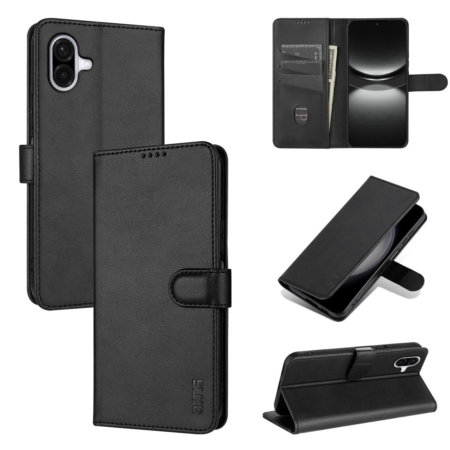 For Galaxy A08 5G / A07 5G AZNS Skin Feel Calf Texture Flip Leather Phone Case(Black)