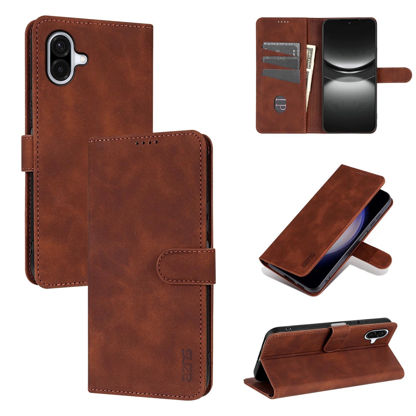 For Galaxy A08 5G / A07 5G AZNS Skin Feel Calf Texture Flip Leather Phone Case(Brown)