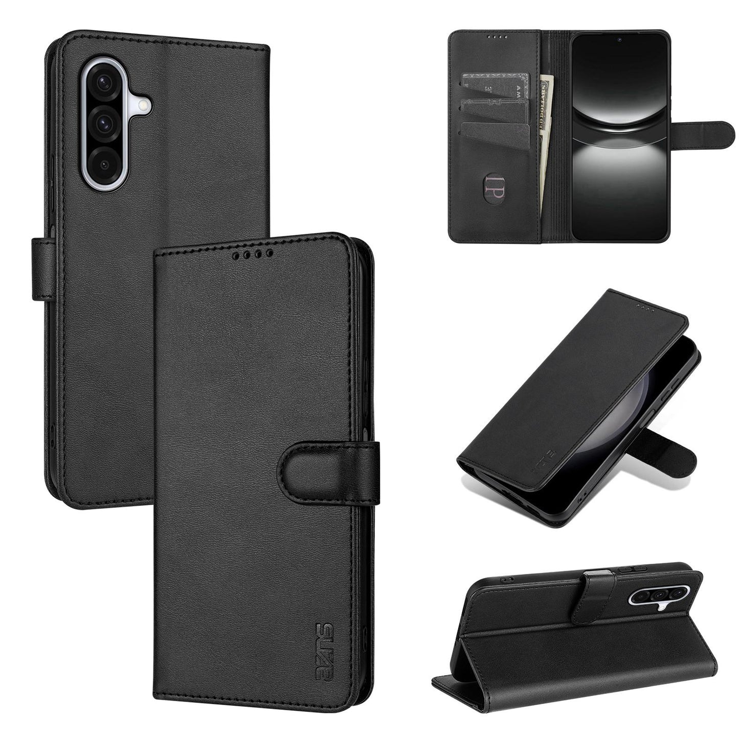 For Galaxy A18 5G / A17 5G AZNS Skin Feel Calf Texture Flip Leather Phone Case(Black)