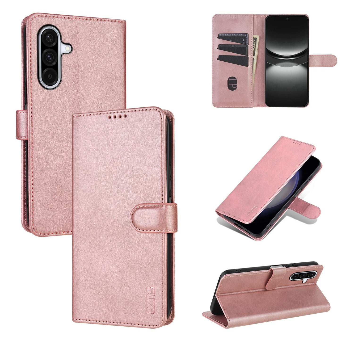 For Galaxy A18 5G / A17 5G AZNS Skin Feel Calf Texture Flip Leather Phone Case(Rose Gold)