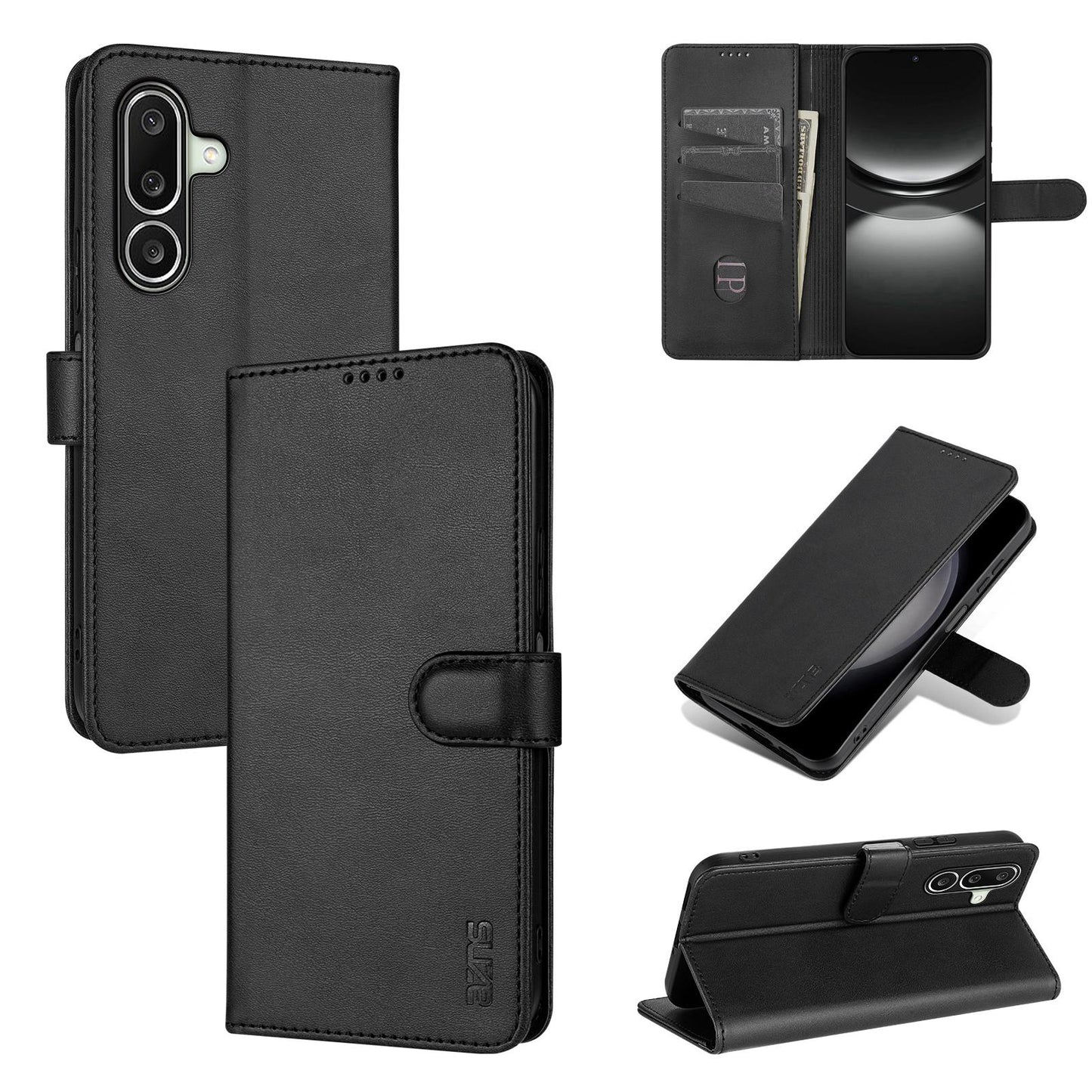 For Galaxy A27 5G AZNS Skin Feel Calf Texture Flip Leather Phone Case(Black)