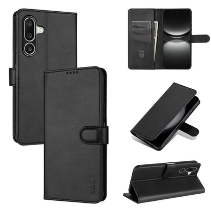 For Galaxy A27 5G AZNS Skin Feel Calf Texture Flip Leather Phone Case(Black)