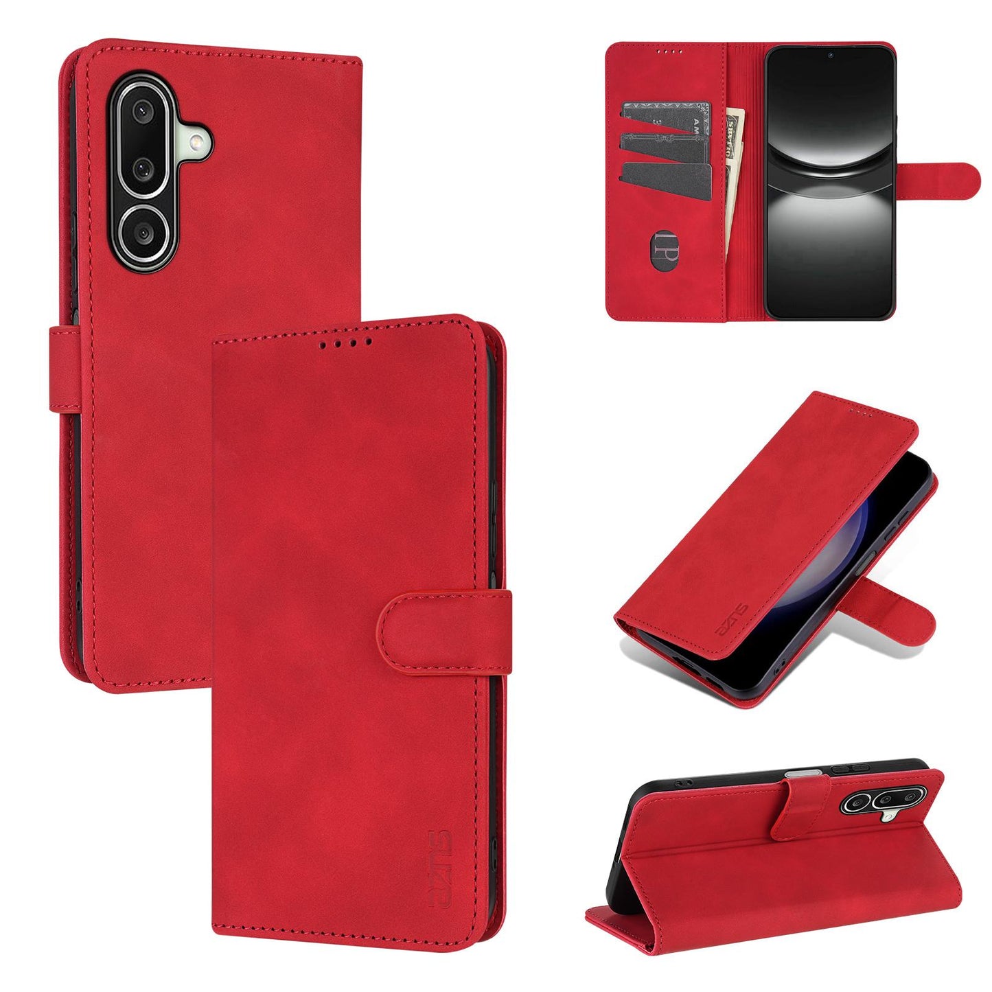 For Galaxy A27 5G AZNS Skin Feel Calf Texture Flip Leather Phone Case(Red)
