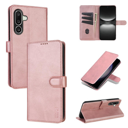 For Galaxy A27 5G AZNS Skin Feel Calf Texture Flip Leather Phone Case(Rose Gold)
