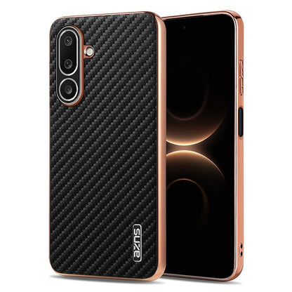 For Galaxy A27 5G AZNS Electroplated Edge Carbon Fiber Texture Phone Case - Black - EDA007404813A
