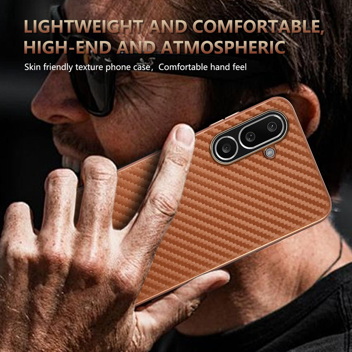 For Galaxy A27 5G AZNS Electroplated Edge Carbon Fiber Texture Phone Case - Black - EDA007404813A