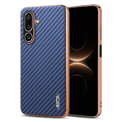 For Galaxy A27 5G AZNS Electroplated Edge Carbon Fiber Texture Phone Case - Blue - EDA007404813C