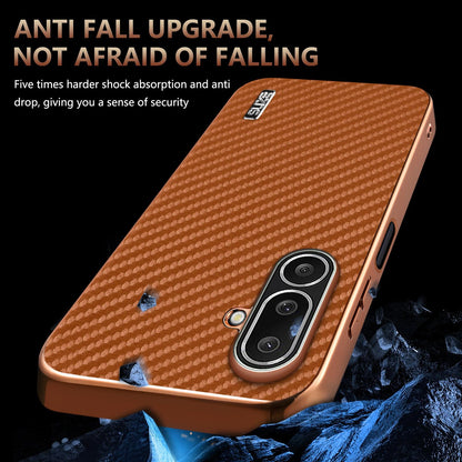 For Galaxy A27 5G AZNS Electroplated Edge Carbon Fiber Texture Phone Case - Blue - EDA007404813C