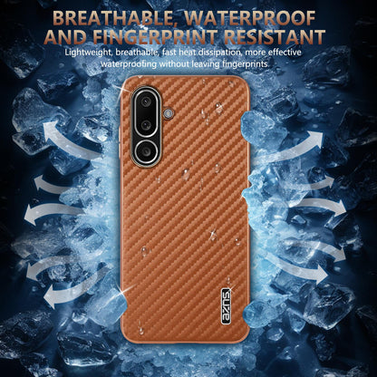 For Galaxy A27 5G AZNS Electroplated Edge Carbon Fiber Texture Phone Case - Blue - EDA007404813C