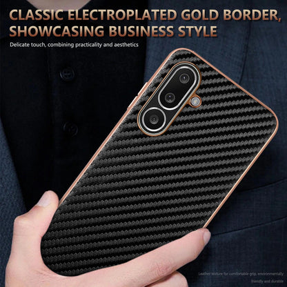 For Galaxy A27 5G AZNS Electroplated Edge Carbon Fiber Texture Phone Case - Green - EDA007404813D