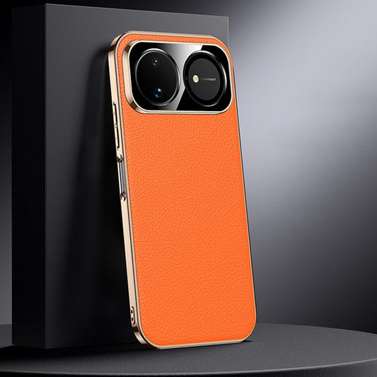 For Huawei nova 16 Genuine Leather PC Phone Case - Orange - EDA007419016C