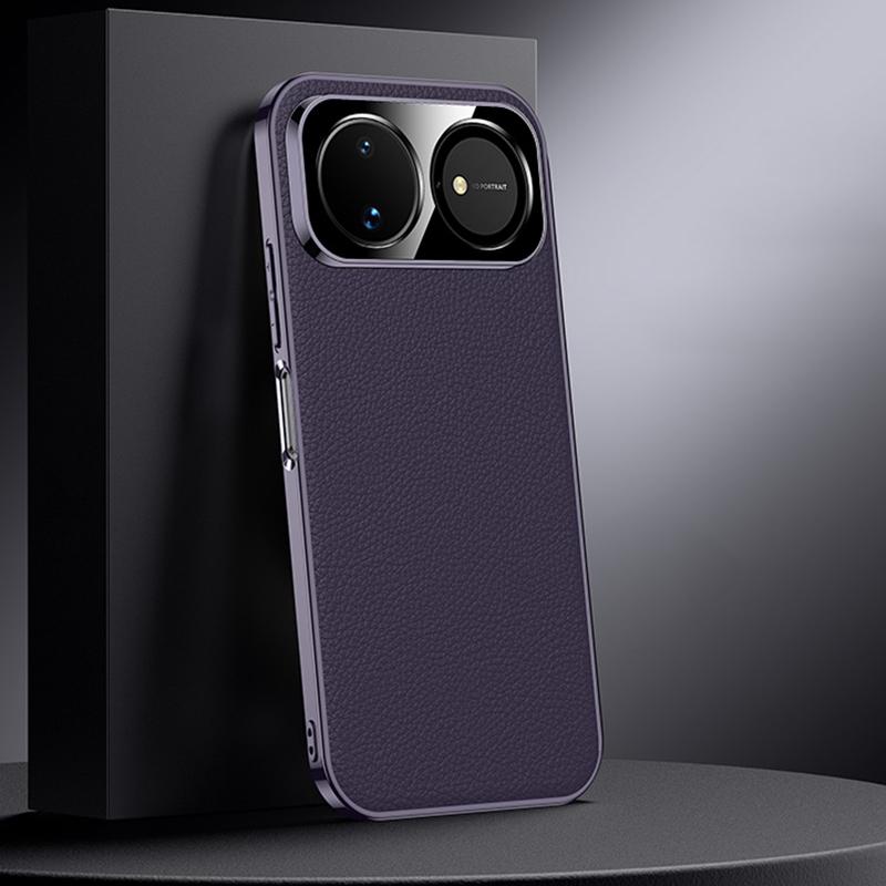 For Huawei nova 16 Genuine Leather PC Phone Case - Dark Purple - EDA007419016E