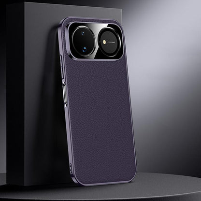 For Huawei nova 16 Genuine Leather PC Phone Case - Dark Purple - EDA007419016E