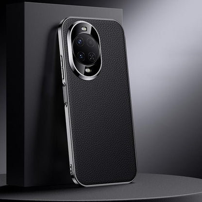 For Huawei nova 16z Genuine Leather PC Phone Case - Black - EDA007419019B