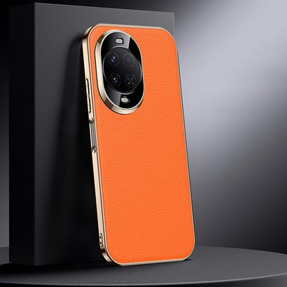 For Huawei nova 16z Genuine Leather PC Phone Case - Orange - EDA007419019C