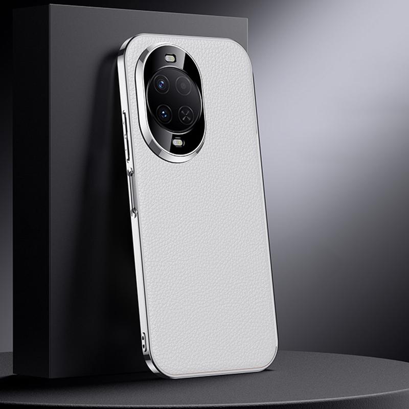 For Huawei nova 16z Genuine Leather PC Phone Case - White - EDA007419019D