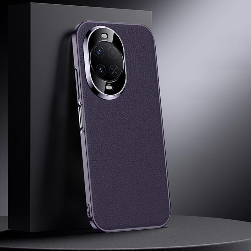 For Huawei nova 16z Genuine Leather PC Phone Case - Dark Purple - EDA007419019E