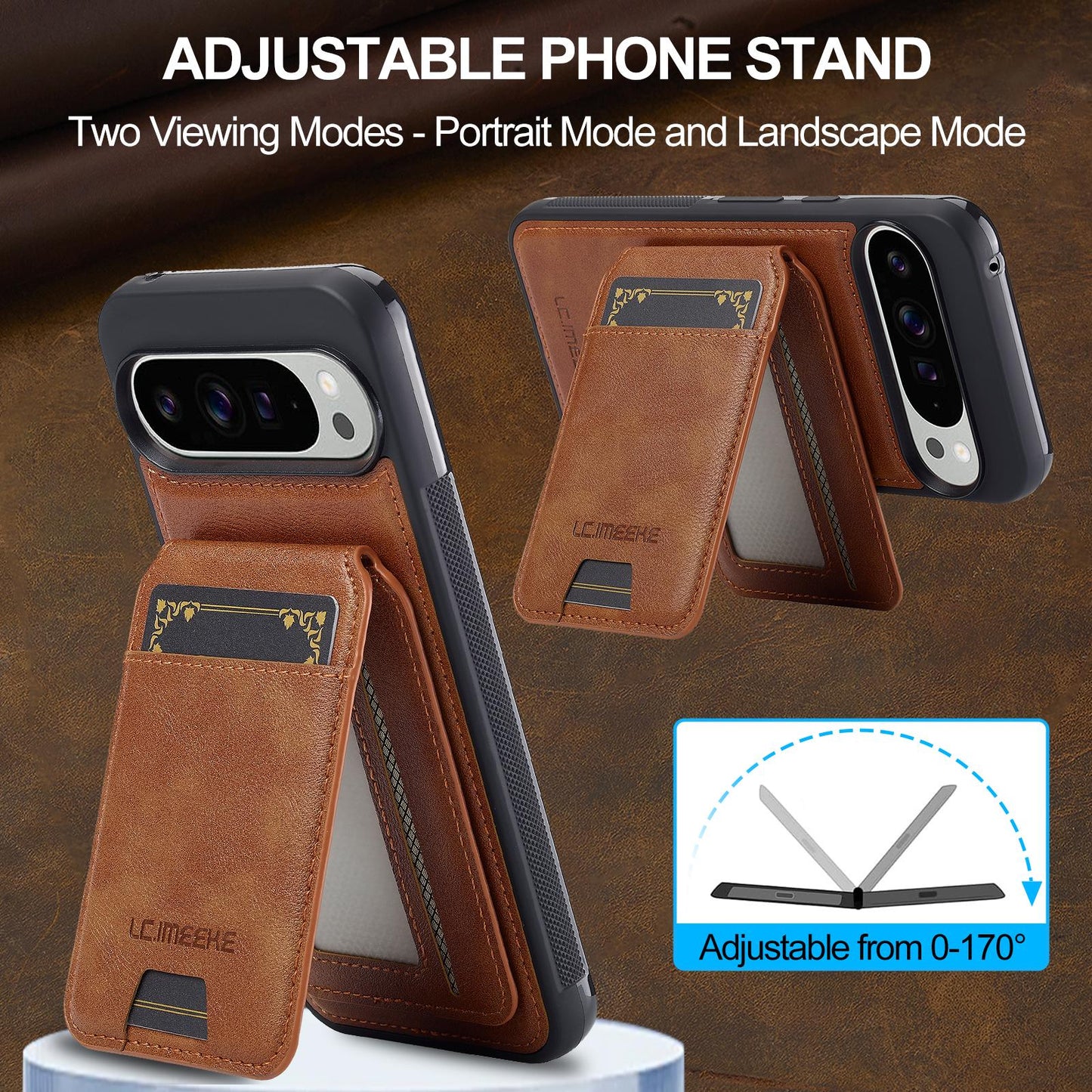 For Google Pixel 11 Pro XL LC.IMEEKE L3 Series Detachable RFID Card Bag Magsafe Phone Case(Brown)
