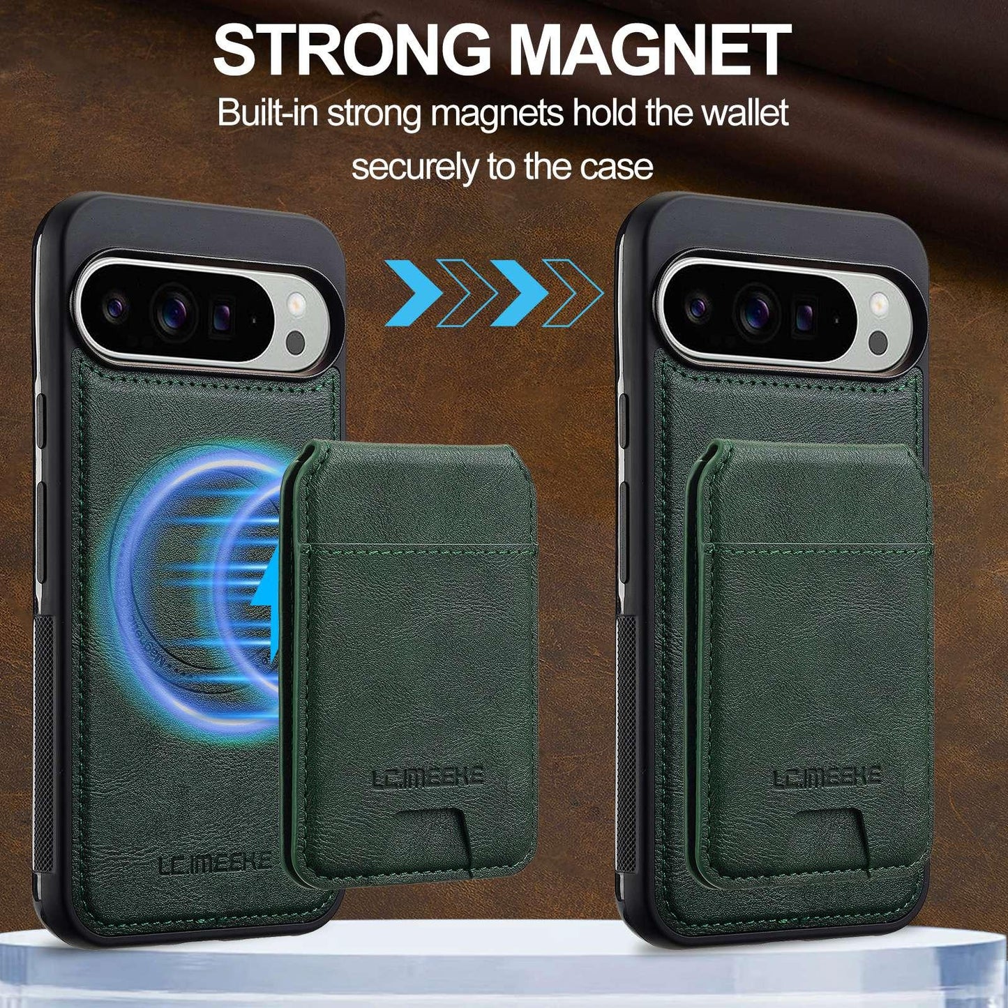 For Google Pixel 11 Pro XL LC.IMEEKE L3 Series Detachable RFID Card Bag Magsafe Phone Case(Green)