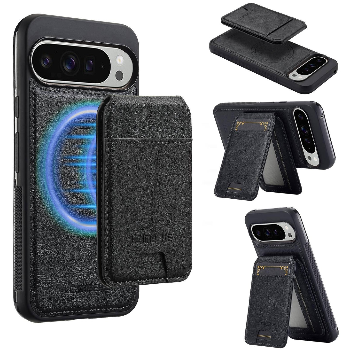 For Google Pixel 11 / 11 Pro LC.IMEEKE L3 Series Detachable RFID Card Bag Magsafe Phone Case(Black)