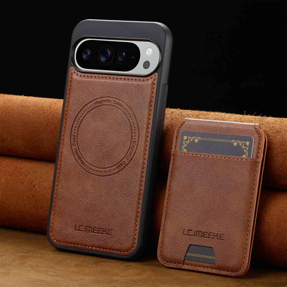 For Google Pixel 11 / 11 Pro LC.IMEEKE L3 Series Detachable RFID Card Bag Magsafe Phone Case(Brown)