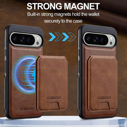 For Google Pixel 11 / 11 Pro LC.IMEEKE L3 Series Detachable RFID Card Bag Magsafe Phone Case(Brown)