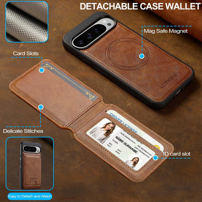 For Google Pixel 11 / 11 Pro LC.IMEEKE L3 Series Detachable RFID Card Bag Magsafe Phone Case(Brown)