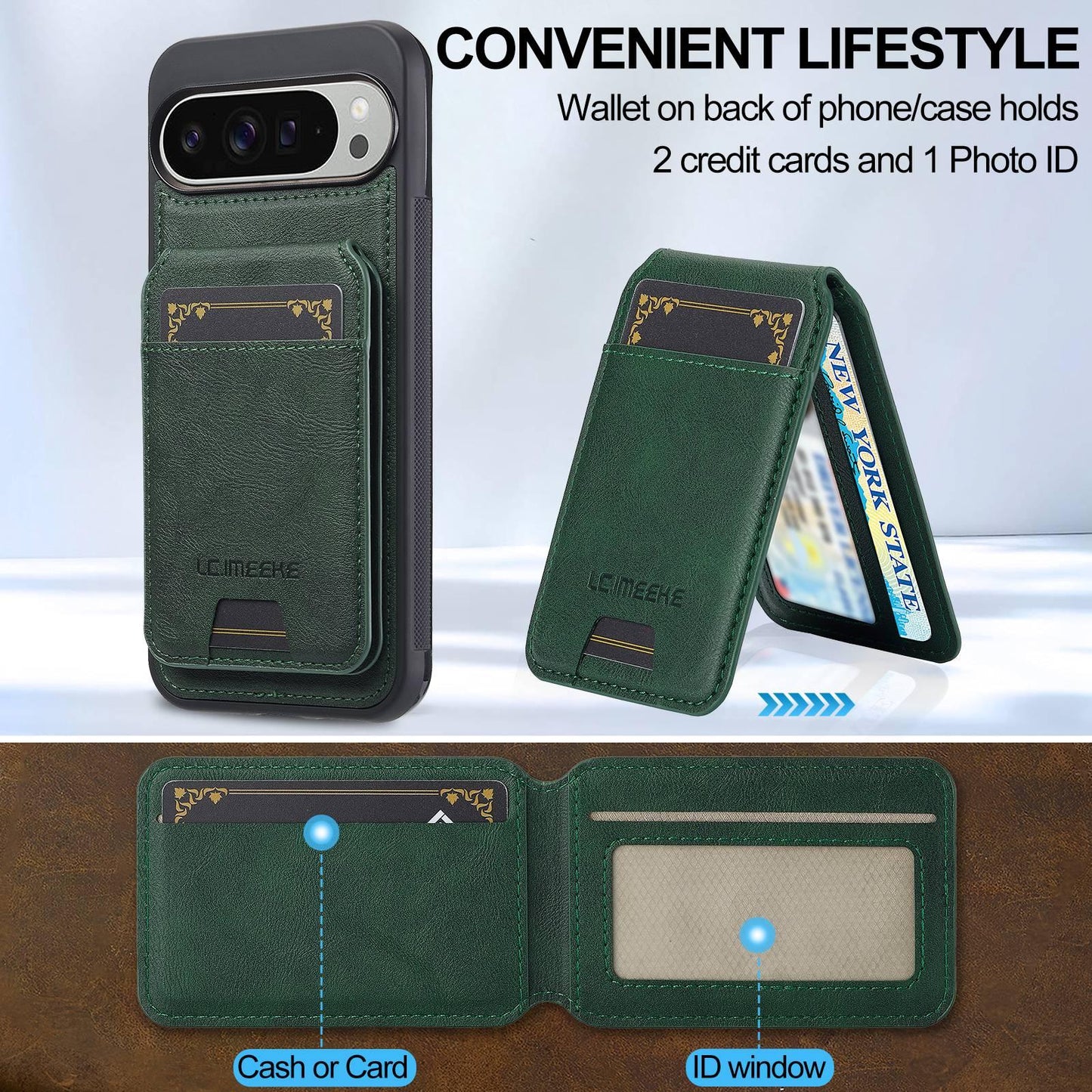 For Google Pixel 11 / 11 Pro LC.IMEEKE L3 Series Detachable RFID Card Bag Magsafe Phone Case(Green)