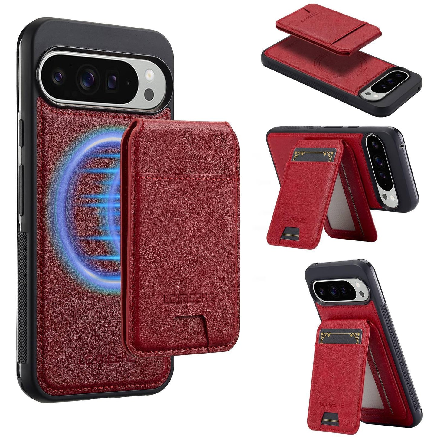 For Google Pixel 11 / 11 Pro LC.IMEEKE L3 Series Detachable RFID Card Bag Magsafe Phone Case(Red)
