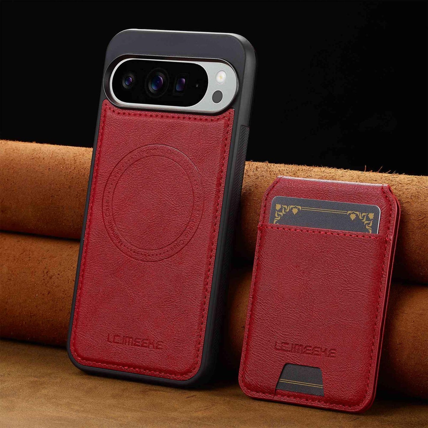 For Google Pixel 11 / 11 Pro LC.IMEEKE L3 Series Detachable RFID Card Bag Magsafe Phone Case(Red)