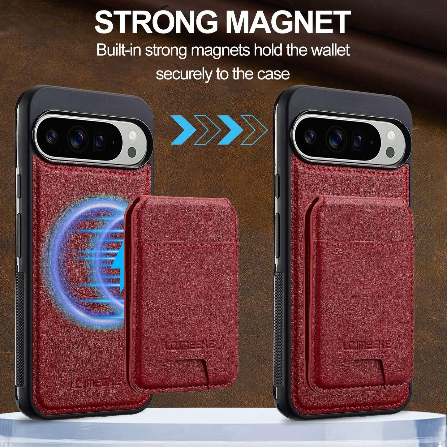 For Google Pixel 11 / 11 Pro LC.IMEEKE L3 Series Detachable RFID Card Bag Magsafe Phone Case(Red)