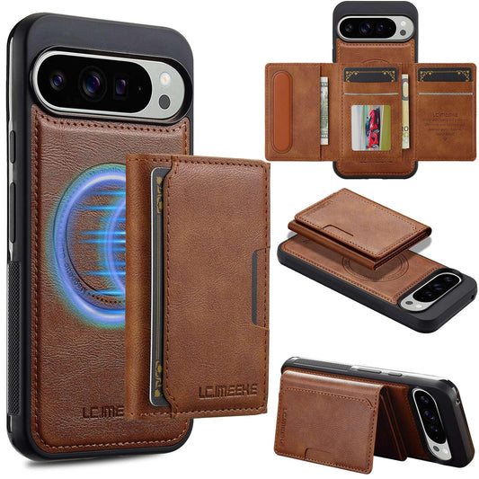 For Google Pixel 11 Pro XL LC.IMEEKE L5 Series Detachable RFID Card Bag Magsafe Phone Case(Brown)