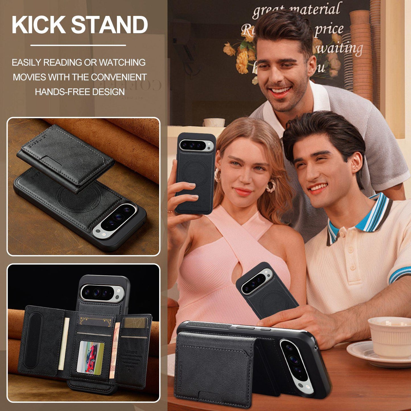 For Google Pixel 11 / 11 Pro LC.IMEEKE L5 Series Detachable RFID Card Bag Magsafe Phone Case(Black)