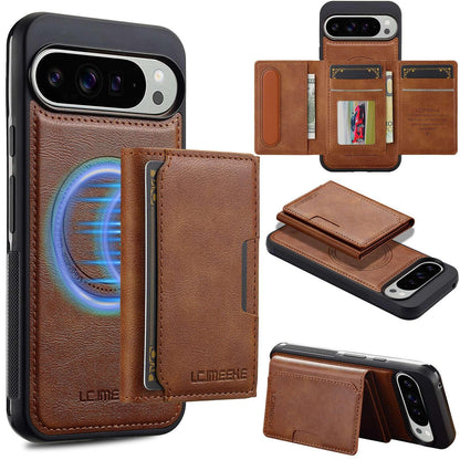 For Google Pixel 11 / 11 Pro LC.IMEEKE L5 Series Detachable RFID Card Bag Magsafe Phone Case(Brown)