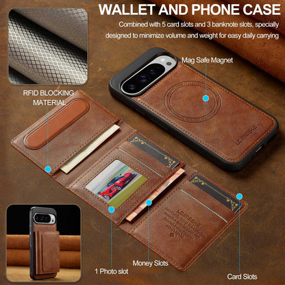 For Google Pixel 11 / 11 Pro LC.IMEEKE L5 Series Detachable RFID Card Bag Magsafe Phone Case(Brown)