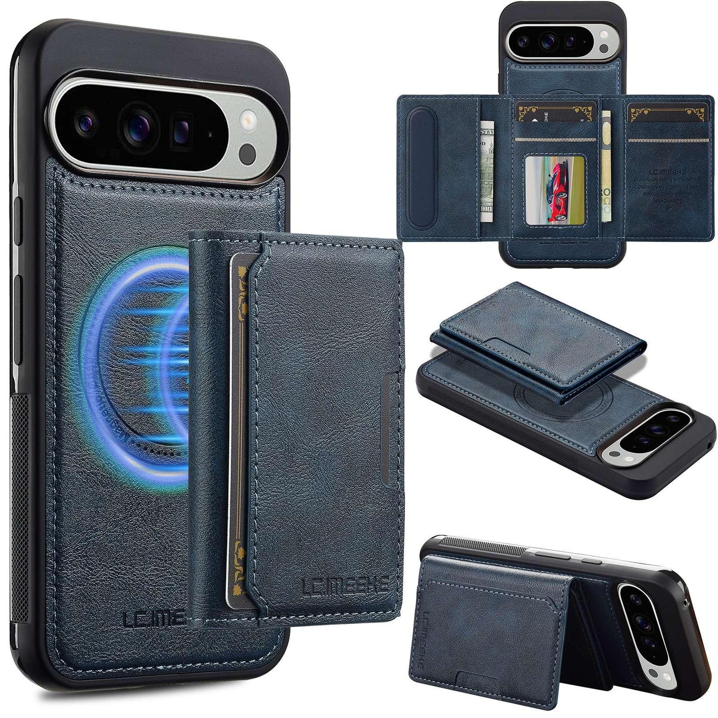 For Google Pixel 11 / 11 Pro LC.IMEEKE L5 Series Detachable RFID Card Bag Magsafe Phone Case(Blue)