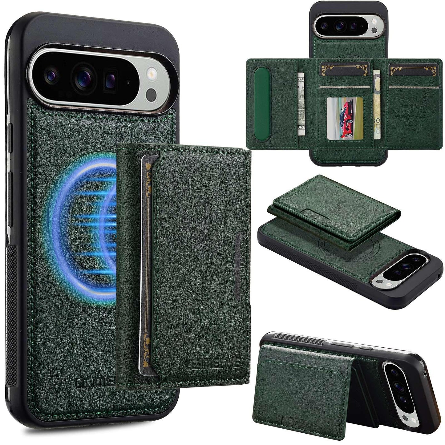 For Google Pixel 11 / 11 Pro LC.IMEEKE L5 Series Detachable RFID Card Bag Magsafe Phone Case(Green)