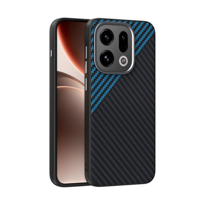 For OPPO Find X9 ABEEL C Carbon Fiber Series 6D Micro Relief MagSafe Phone Case - Black Blue - EDA007428609C