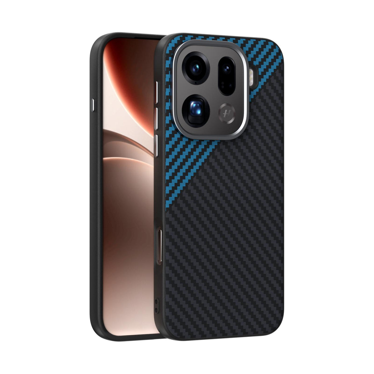 For OPPO Find X9 Pro ABEEL C Carbon Fiber Series 6D Micro Relief MagSafe Phone Case - Black Blue - EDA007428610C
