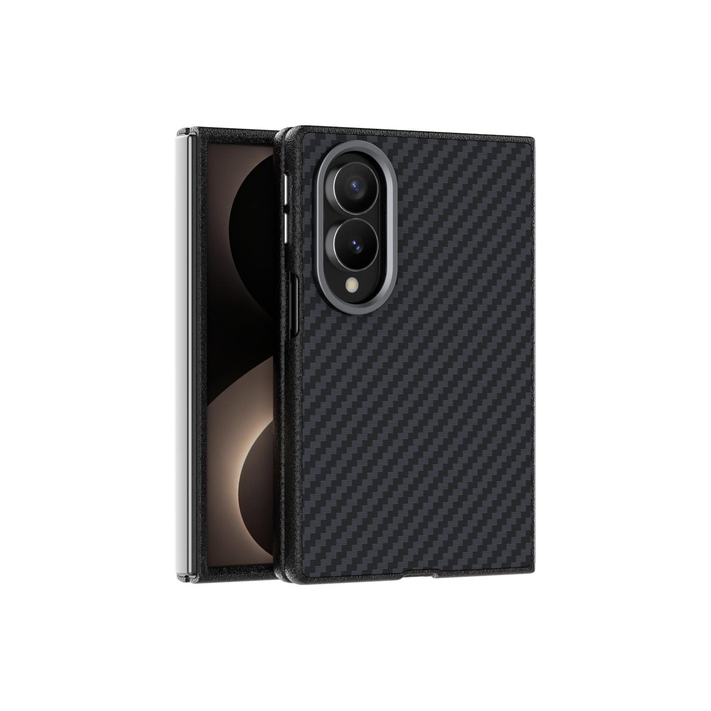 For Galaxy Z Fold8 5G ABEEL C Carbon Fiber Series 6D Micro Relief MagSafe Phone Case(Black)