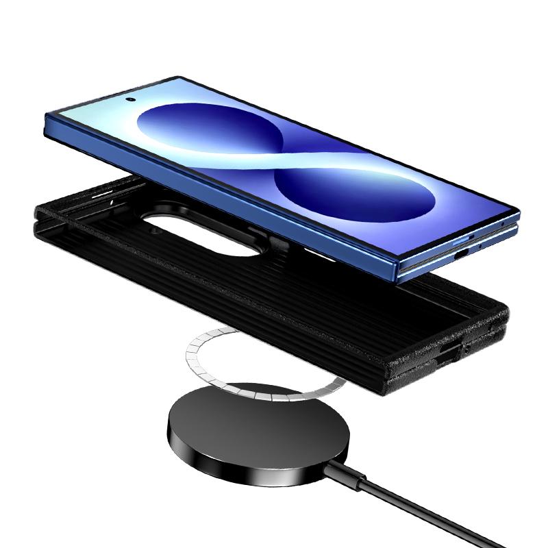 For Galaxy Z Fold8 5G ABEEL C Carbon Fiber Series 6D Micro Relief MagSafe Phone Case(Black)