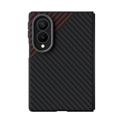 For Galaxy Z Fold8 5G ABEEL C Carbon Fiber Series 6D Micro Relief MagSafe Phone Case(Black Red)
