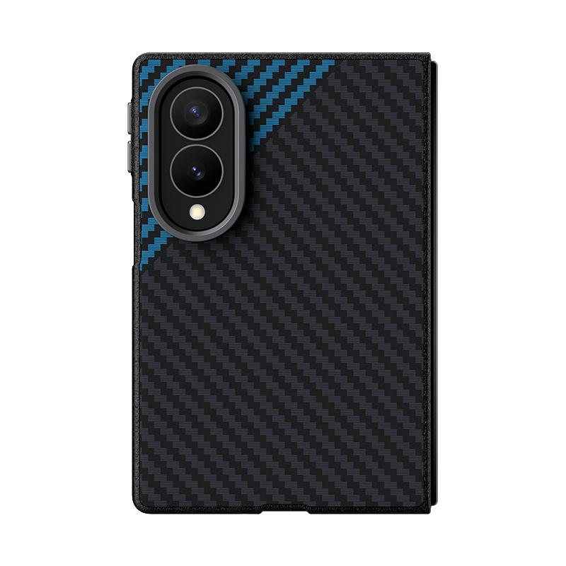 For Galaxy Z Fold8 5G ABEEL C Carbon Fiber Series 6D Micro Relief MagSafe Phone Case(Black Blue)