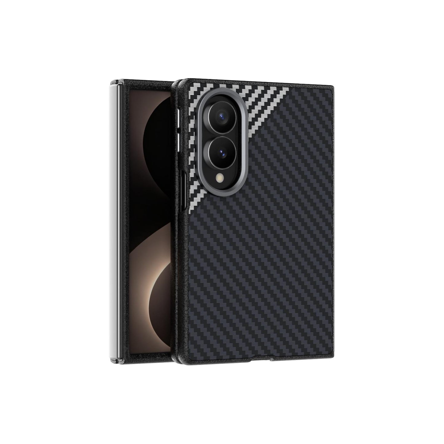 For Galaxy Z Fold8 5G ABEEL C Carbon Fiber Series 6D Micro Relief MagSafe Phone Case(Black Grey)