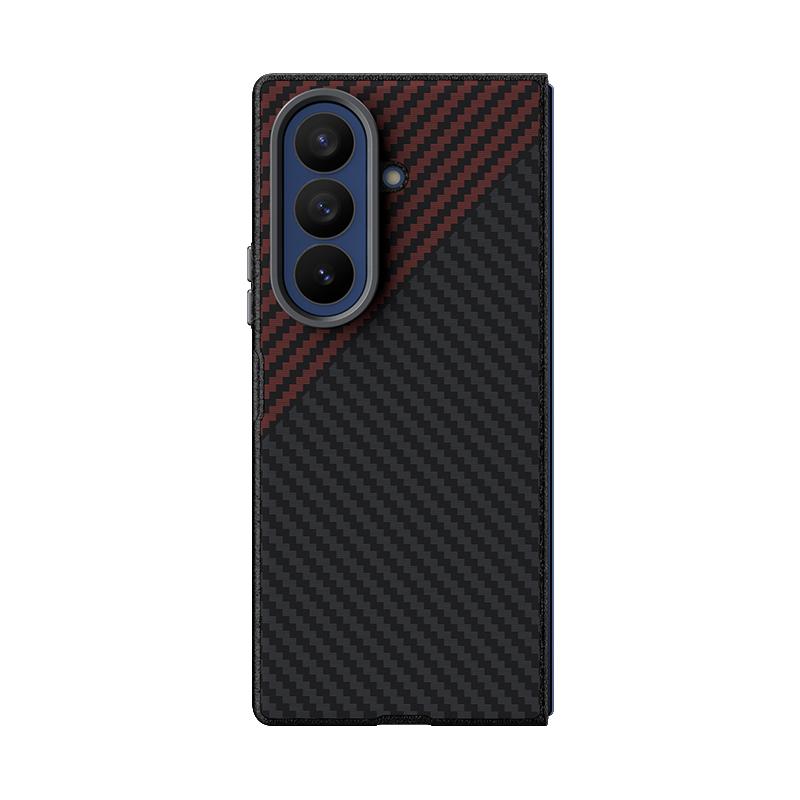 For Galaxy Z Fold8 Ultra 5G ABEEL C Carbon Fiber Series 6D Micro Relief MagSafe Phone Case(Black Red)