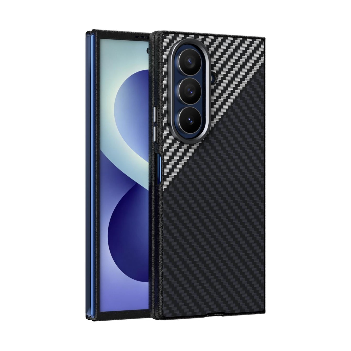 For Galaxy Z Fold8 Ultra 5G ABEEL C Carbon Fiber Series 6D Micro Relief MagSafe Phone Case(Black Grey)