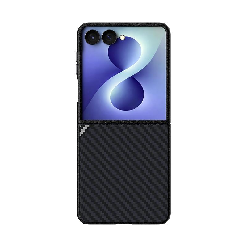 For Galaxy Z Flip8 5G ABEEL C Carbon Fiber Series 6D Micro Relief MagSafe Phone Case(Black Grey)