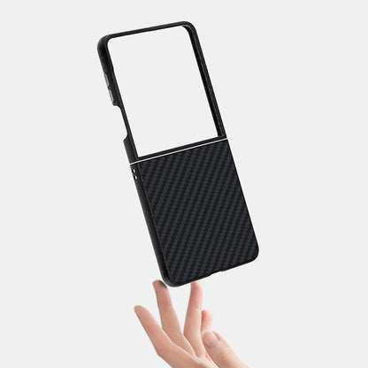 For Galaxy Z Flip8 5G ABEEL C Carbon Fiber Series 6D Micro Relief MagSafe Phone Case(Black Grey)