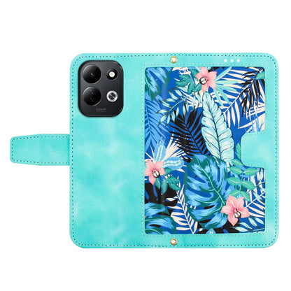 For Redmi 17 5G / 4G Global 170mm Floral Pattern Leather Phone Case with Lanyard(Green)